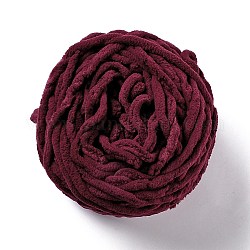 Мягкая пряжа для вязания крючком, толстая пряжа для шарфа, пакет, изготовление подушек, темно-красный, 7~8 мм, 65.62 ярд (60 м) / рулон