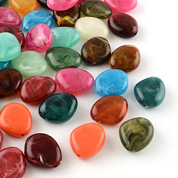 Perlas de acrílico de piedras preciosas de imitación, color mezclado, 23x19x9mm, agujero: 2.5 mm, aproximamente 190 unidades / 500 g