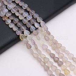 Chapelets de perles en agate grise naturelle, cœur, 10x10mm, Environ 38 pcs/chapelet