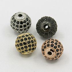 Messing Zirkonia Perlen, Runde, Mischfarbe, 10 mm, Bohrung: 1.5 mm
