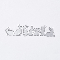 Hasen Kohlenstoffstahl Schneidwerkzeuge Schablonen, für DIY Scrapbooking / Fotoalbum, dekorative Prägepapierkarte, Nest des Kaninchens, Platin matt Farbe, 2.65x11.3 cm