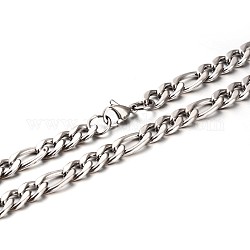 304 inoxidables figaro acero cadenas collares, con cierre de langosta, facetados, color acero inoxidable, 23.8 pulgada (60.5 cm)