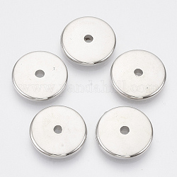 Abalorios de plástico CCB, plano y redondo, Platino, 18x3mm, agujero: 2.5 mm