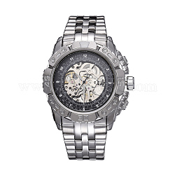 Tête de montre en alliage montres mécaniques, avec bracelet en acier inoxydable, couleur inoxydable, noir, 70x22 mm, cadran montre: 55x52x17.5 mm, boitier montre: 34 mm