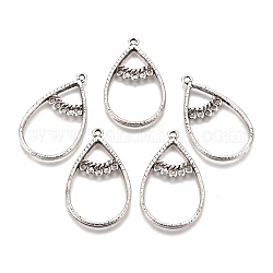Tibetan Style Alloy Chandelier Components Links, Lead Free & Cadmium Free, Teardrop, Antique Silver, 41.5x24x2.5mm, Hole: 1.5mm and 2mm
