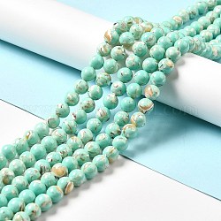 Synthetic Turquoise and Sea Shell Assembled Beads Strands, Dyed, Round, Aquamarine, 4mm, Hole: 0.6mm, about 92pcs/strand, 15.55''(39.5cm)