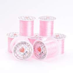 Flat Elastic Crystal String, Elastic Beading Thread, for Stretch Bracelet Making, Pearl Pink, 1mm, about 10.93 yards(10m)/roll