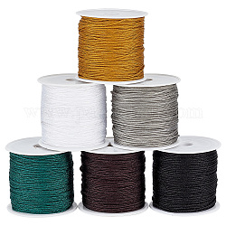 Pandahall elite 6 rollos 6 colores 23m hilo trenzado poliéster, cordón de nudo chino, con carrete, color mezclado, 1.4mm, alrededor de 25.15 yarda (23 m) / set, 1 rollo / color
