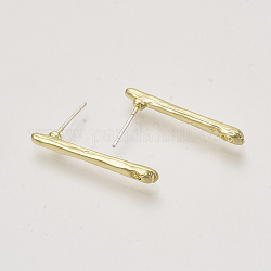 Accessoires de clous d'oreilles en alliage, avec boucle, bar, or clair, 27.5x3.5mm, Trou: 1.5mm, pin: 0.6 mm