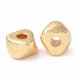 Abalorios de latón, polígono, real 18k chapado en oro, 6.5x6.5x4mm, agujero: 1.8 mm