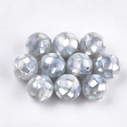 Perline di resina, con shell, tondo, grigio, 12mm, Foro: 1 mm