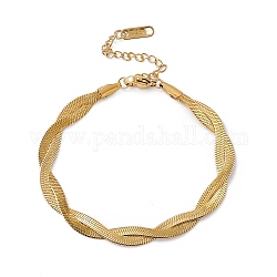 304 bracciale a catena in corda intrecciata in acciaio inossidabile per uomo donna, oro, 6-3/4 pollice (17 cm)