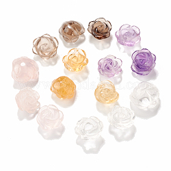 Perline di pietra preziosa naturale, quarzo fumé naturale e citrino e quarzo rosa e ametista e perla di cristallo di quarzo, fiore, 12~16x11.5~15x7~11mm, Foro: 0.8~1 mm