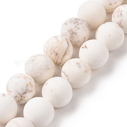 Howlite naturales hebras de perlas reronda, esmerilado, 10mm, agujero: 1 mm, aproximamente 40 pcs / cadena, 15.74 pulgada