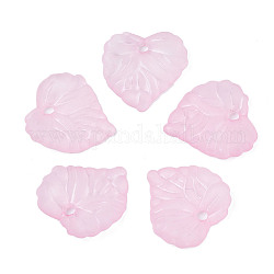 Transparenten Acryl-Anhänger, matt, Herz, Perle rosa, 16x15x3 mm, Bohrung: 1.8 mm, ca. 1400 Stk. / 500 g