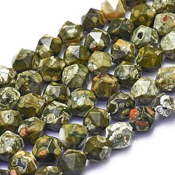 Chapelets de perles en jaspe de rhyolite naturelle, facette, ronde, ronde, 10~10.5x9.5mm, Trou: 1.2mm, Environ 38 pcs/chapelet, 14.96 pouce (38 cm)