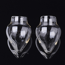 Bottiglie in vetro soffiato meccanizzato, per la realizzazione di pendenti in fiala di vetro, lacrima, chiaro, 34~35x24.5mm, mezzo buco: 12.5 mm