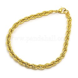 Fabrication de bracelet à la mode 304 chaîne de corde en acier inoxydable, avec fermoir pince de homard, or, 8-1/8 pouce (205 mm), 5mm