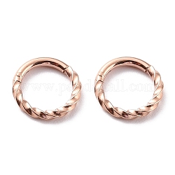 Orecchini a cerchio ad anello attorcigliato con placcatura ionica (ip) per ragazze donne, grosso 304 orecchini in acciaio inossidabile, oro roso, 8.5x1mm, 18 gauge (1 mm)