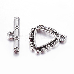 Alloy Toggle Clasps, Lead Free and Cadmium Free, Antique Silver, Triangle: 18x15.5x2mm, hole: 2mm, Bar: 18x6x2.5mm, hole: 2mm