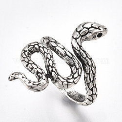 Bagues de manchette en alliage, anneaux large bande, serpent, argent antique, taille 9, 19mm