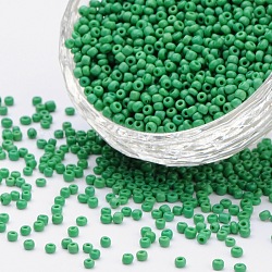 Perles de rocaille en verre, opaque graine de couleurs, ronde, vert pale, taille: environ 2mm de diamètre, Trou: 1 mm, environ 6666 pcs/100 g