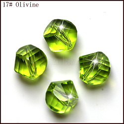 Perles d'imitation cristal autrichien, grade AAA, facette, polygone, vert jaune, 8mm, Trou: 0.9~1mm