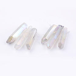 Perles de verre graduées en cristal de quartz naturel électrolytique, pépites, fumée blanche, 21~43x5~13mm, Trou: 1mm, 3 pièces / kit