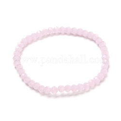 Facettierte GlasUnterlegscheibe Perlen Stretcharmband für Kinder, nachgemachtes Jadeglasarmband, rosa, 4x3.5 mm, Innendurchmesser: 1-7/8 Zoll (4.8 cm)