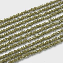 Chapelets de perles en verre, imitation verre de jade, facette, polygone, olive, 2.5x2.5x2.5mm, Trou: 0.7mm, Environ 150 pcs/chapelet, 13.39'' (34 cm)
