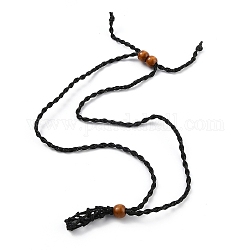 Ожерелье, с восковым шнуром и деревянными бусинами, чёрные, 28-3/4 дюйм (73~76 см)