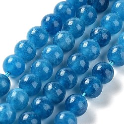 Окрашенные природные малайзии нефрита бисер нитей, круглые, стальной синий, 6 мм, отверстие : 1 мм, около 31 шт / нитка, 7.48 дюйм (19 см)