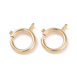 Eco-friendly Brass Spring Ring Clasps, Cadmium Free & Lead Free, Long-Lasting Plated, Real 24K Gold Plated, 11.4x16x2.5mm, Hole: 2.6mm, Inner Diameter: 11mm