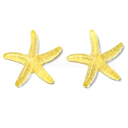 Cabujones de animales marinos de resina translúcida, estrella de mar brillante, amarillo champagne, 37x39x6mm