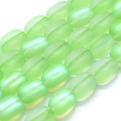 Chapelets de perles en pierre de lune synthétique, perles holographiques, cuboïde, mat, pelouse verte, 13x8x8mm, Trou: 1mm, Environ 28 pcs/chapelet, 15.15 pouce (38.5 cm)