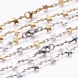 Collares de cadena de 304 acero inoxidable, con cierre de langosta, estrella, color mezclado, 17.7 pulgada (45 cm)