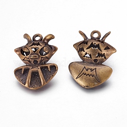 Halloween Bat Jewelry Metal Alloy Pendants, Lead Free & Nickel Free, Antique Bronze, 30.5x22x10mm