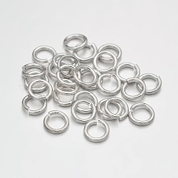 Ottone anelli di salto aperto, colore argento placcato, 20 gauge, 5x0.8mm, diametro interno: 3.4mm, circa 2125pcs/100g
