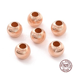 Perles 925 en argent sterling, ronde, or rose, 7mm, Trou: 3mm, 43 pcs / 10 g