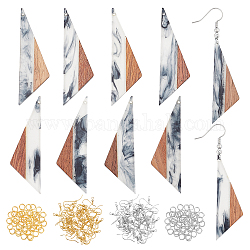 Olycraft bricolage kits de fabrication de boucles d'oreilles pendantes, y compris les pendentifs en résine et triangle en bois de noyer, crochets et anneaux de saut en laiton, colorées, 58 pcs / boîte
