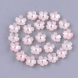 Capsules de perles d'acétate de cellulose (résine), 5 pétales, sakura, rose, 10.5x11x4.5mm, Trou: 1mm