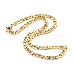 Collares de cadena de eslabones cubanos de latón para hombre, con 304 de acero inoxidable broches pinza de langosta, dorado, 17.91 pulgada (45.5 cm)