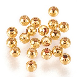 Perline in ottone, placcato di lunga durata, tondo, oro, 8x7.5mm, Foro: 1.6 mm, 100 pc / set