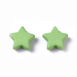 Perles acryliques opaques, étoiles du nord, vert jaune, 9.5x9.5x3.5mm, Trou: 0.5mm