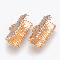 Обжимные концы из латуни, прямоугольные, золотые, 7x13 мм, отверстие : 1x3 мм
