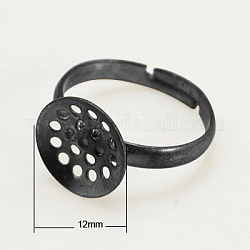 Компоненты латунные кольца, баз сито кольцо, регулируемый, металлический черный, 17 мм, лоток : 12 мм