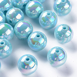 Perline acrilico opaco, ab colore placcato, tondo, cielo blu, 16x15mm, Foro: 2.8 mm, circa 220pcs/500g