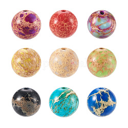 Kissitty 90Pcs 9 Color Natural Imperial Jasper Beads, Dyed, Round, Mixed Color, 8mm, Hole: 1mm, 10pcs/color