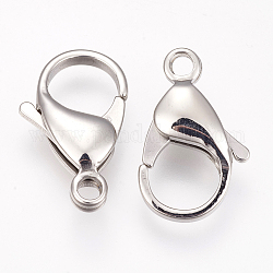 304 Stainless Steel Lobster Claw Clasps, Parrot Trigger Clasps, Stainless Steel Color, 20x12.5x5mm, Hole: 2.5mm