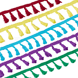 Chgcraft 5 Rollen 5 Farben Baumwollquastenbänder, Vorhang Dekoration, Kostüm-Zubehör, Mischfarbe, 1-3/4 Zoll (45 mm), 1 Rolle / Farbe